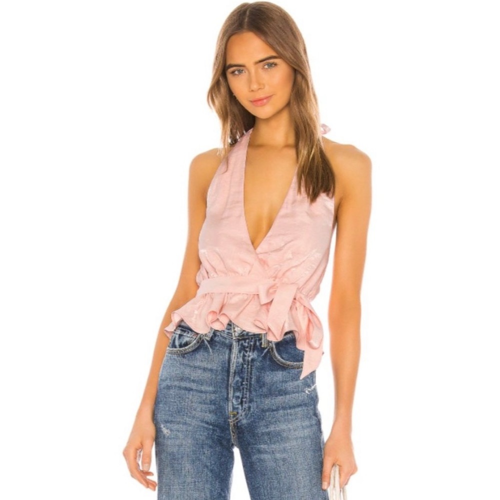 Majorelle Theodore pink cloud peplum top revolve